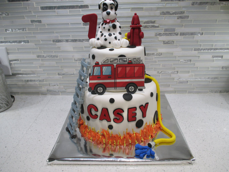 Fire Truck Dog Birthday Cake