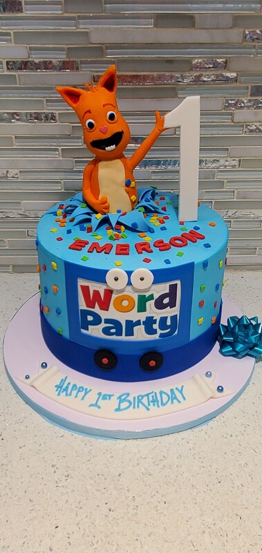 Word Party Birthday Cake