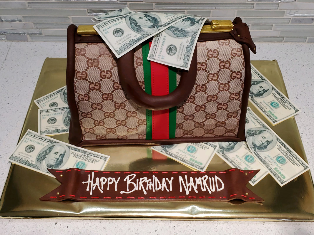 Purse with Money Sculptured Cake – Tiffany's Bakery