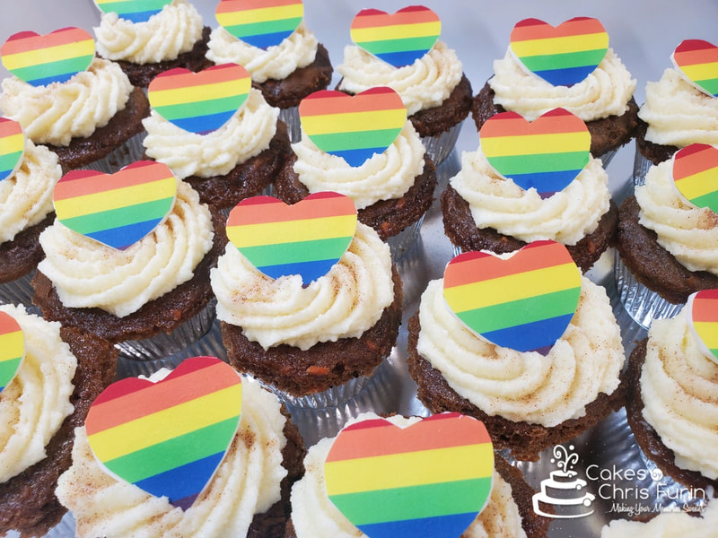 Rainbow Heart Cupcakes