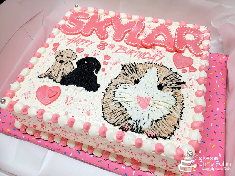 Puppies and Guinea Pigs Birthday Cake